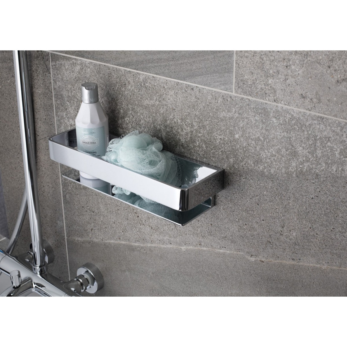 Panier de douche 30 cm en laiton massif, Chrome (SATDPOL30CH)