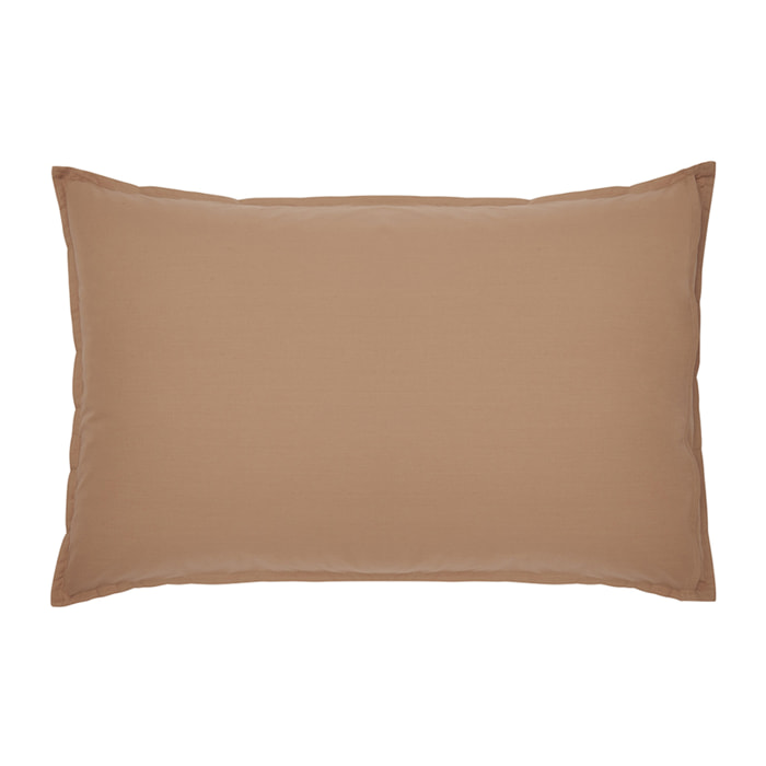 Taie d'oreiller imprimée en percale de coton, Made in France, VICHY , Beige Dune