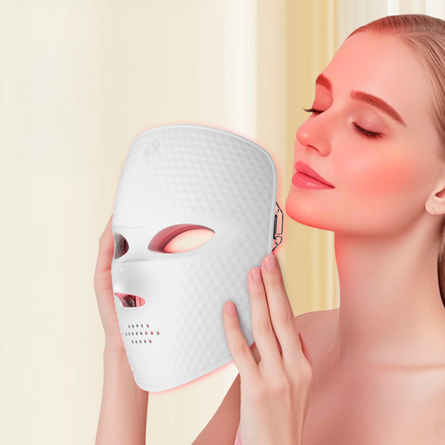 Maschera facciale per trattamento con luce LED a 7 colori.