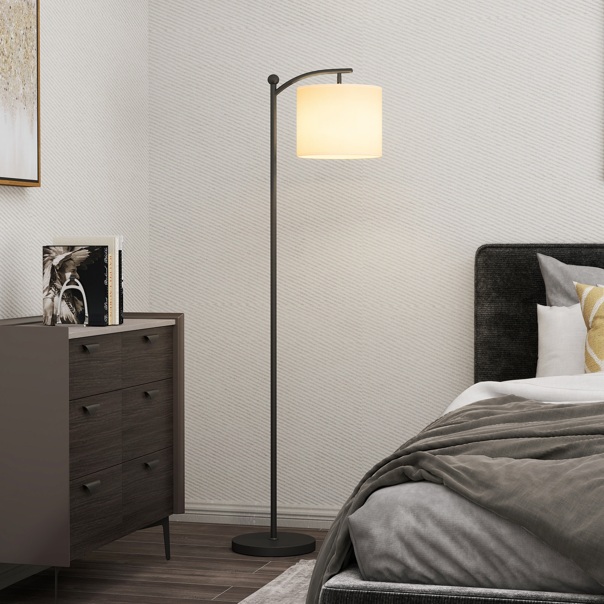 Lámpara de Pie LED Regulable Lámpara de Pie para Salón con Temperaturas de Color Ajuste Continuo 11 Niveles Control Remoto Temporizador de 60 Minutos para Dormitorio Oficina Sala de Estar Negro
