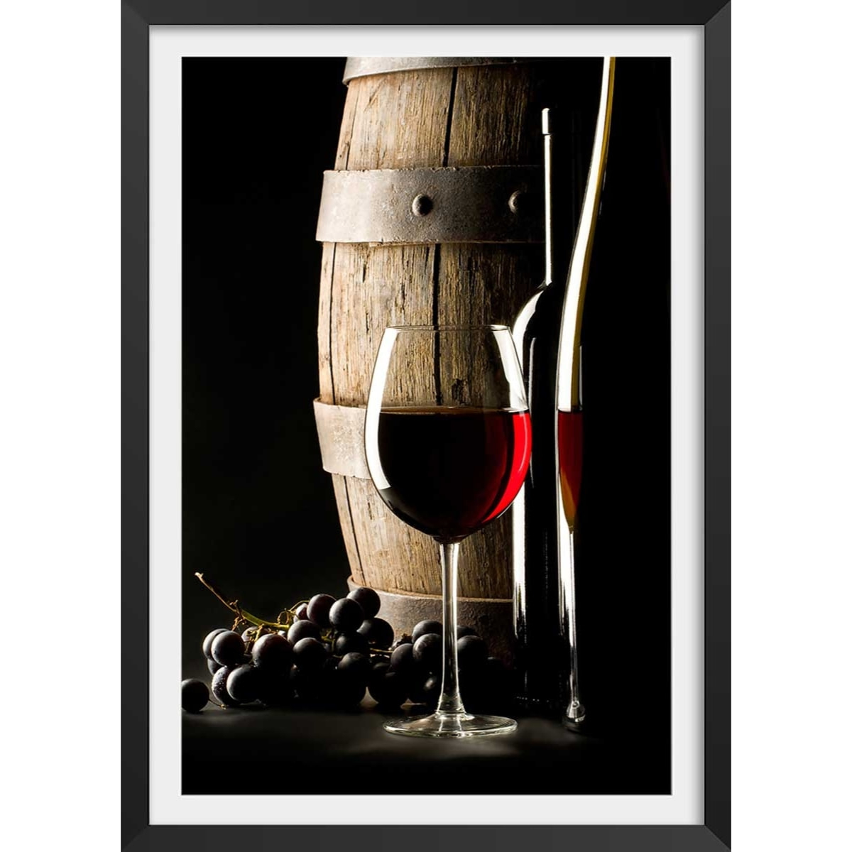 Affiche cuisine vin rouge Affiche + cadre en bois - Noir