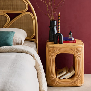 Bout de canapé, table d'appoint, table de chevet rotin naturel avec niche BAYA