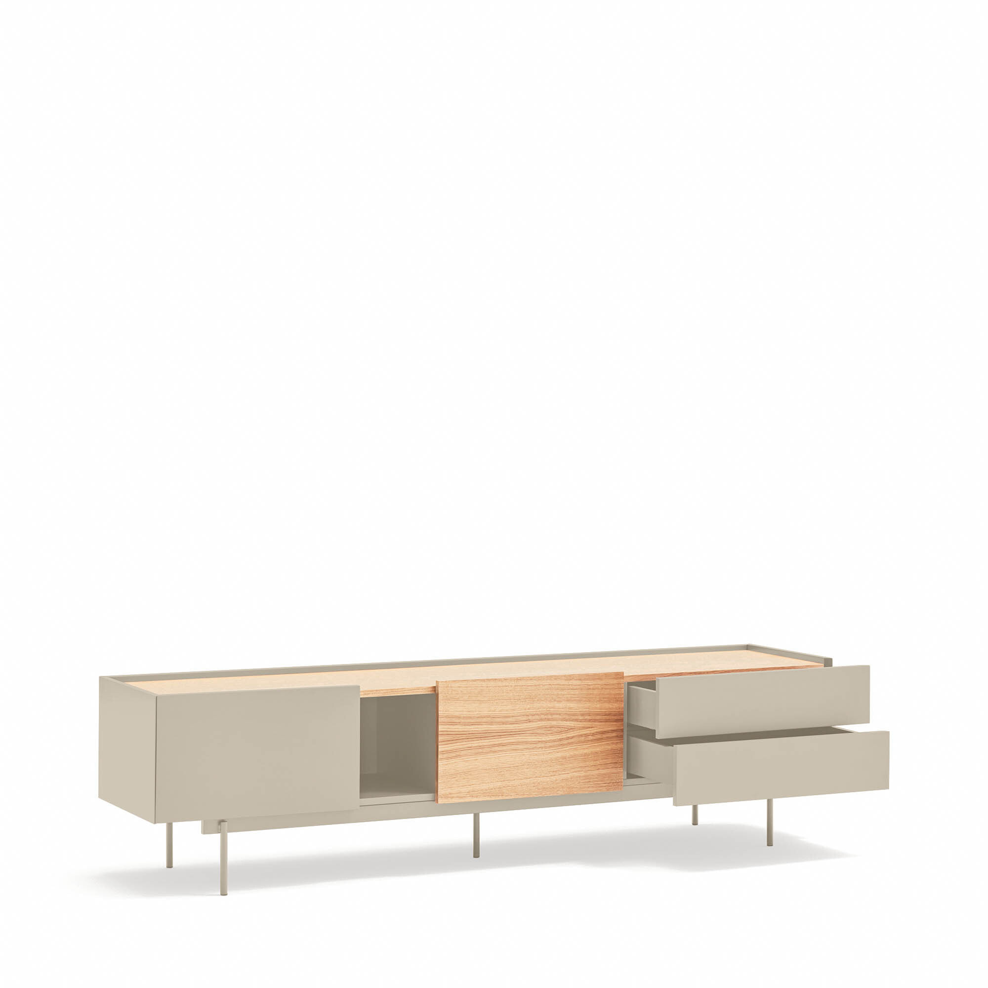 Mueble de televisión Otto 2 puertas y 2 cajones arena y roble