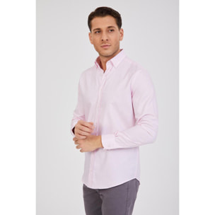 Camicia Uomo 1 Bottone Button Down Slim Oxford unito Rosa