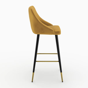 Lot de 2 chaises de bar en velours jaune curry 78 cm - Aristote