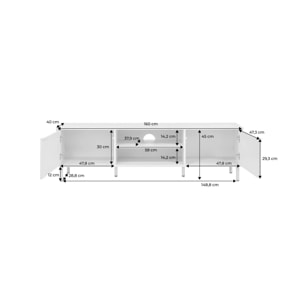 Meuble TV décor bois et métal 160cm ELLIE