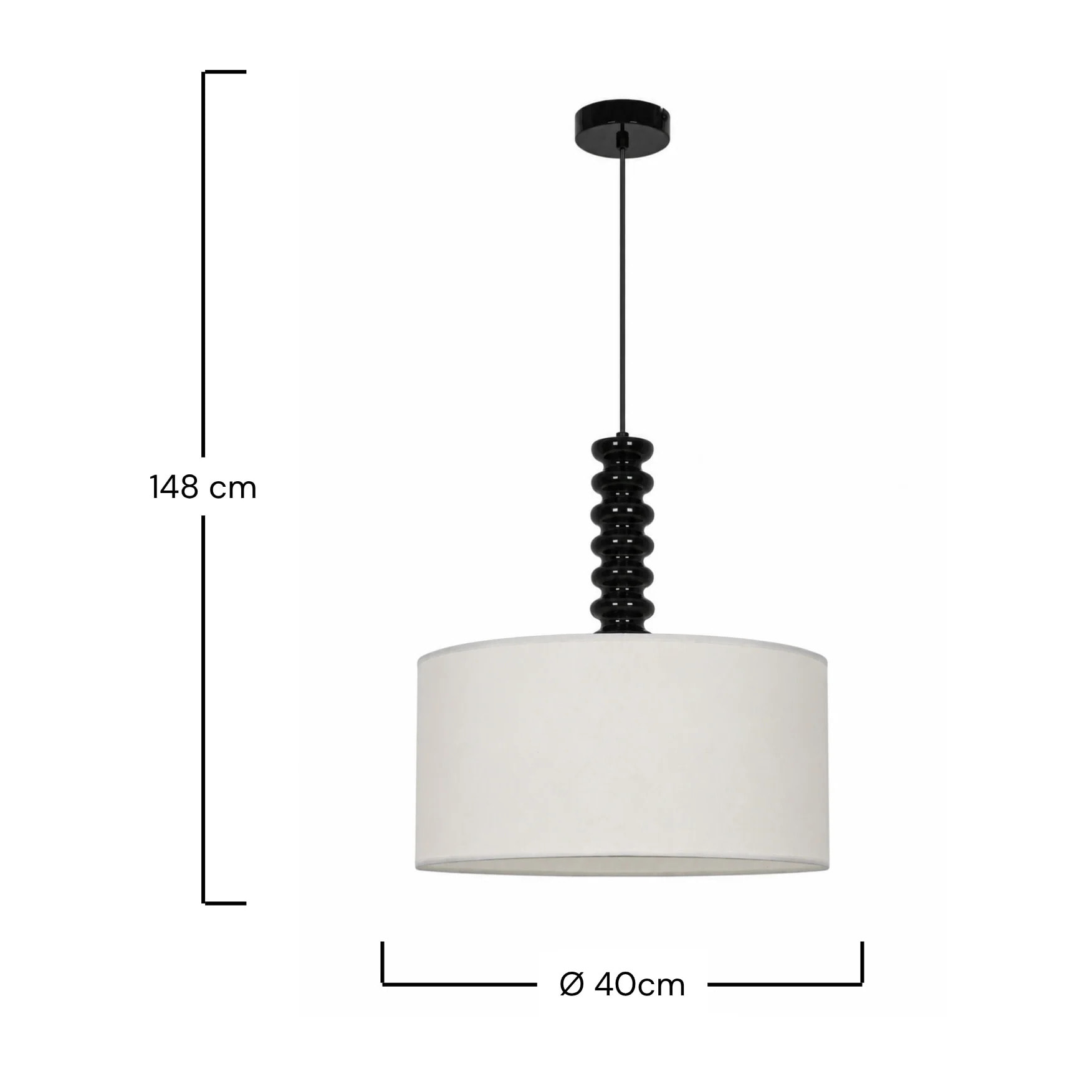 Suspension en tissu blanc et métal 40 cm - Ravel