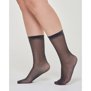 Calzino velato Alina con bordo a cappettine