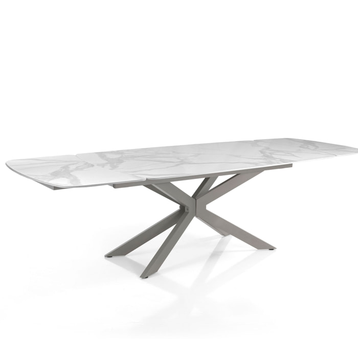 Tomasucci GEMY 160 MARBRE BLANC - PLATINE table ovale extensible