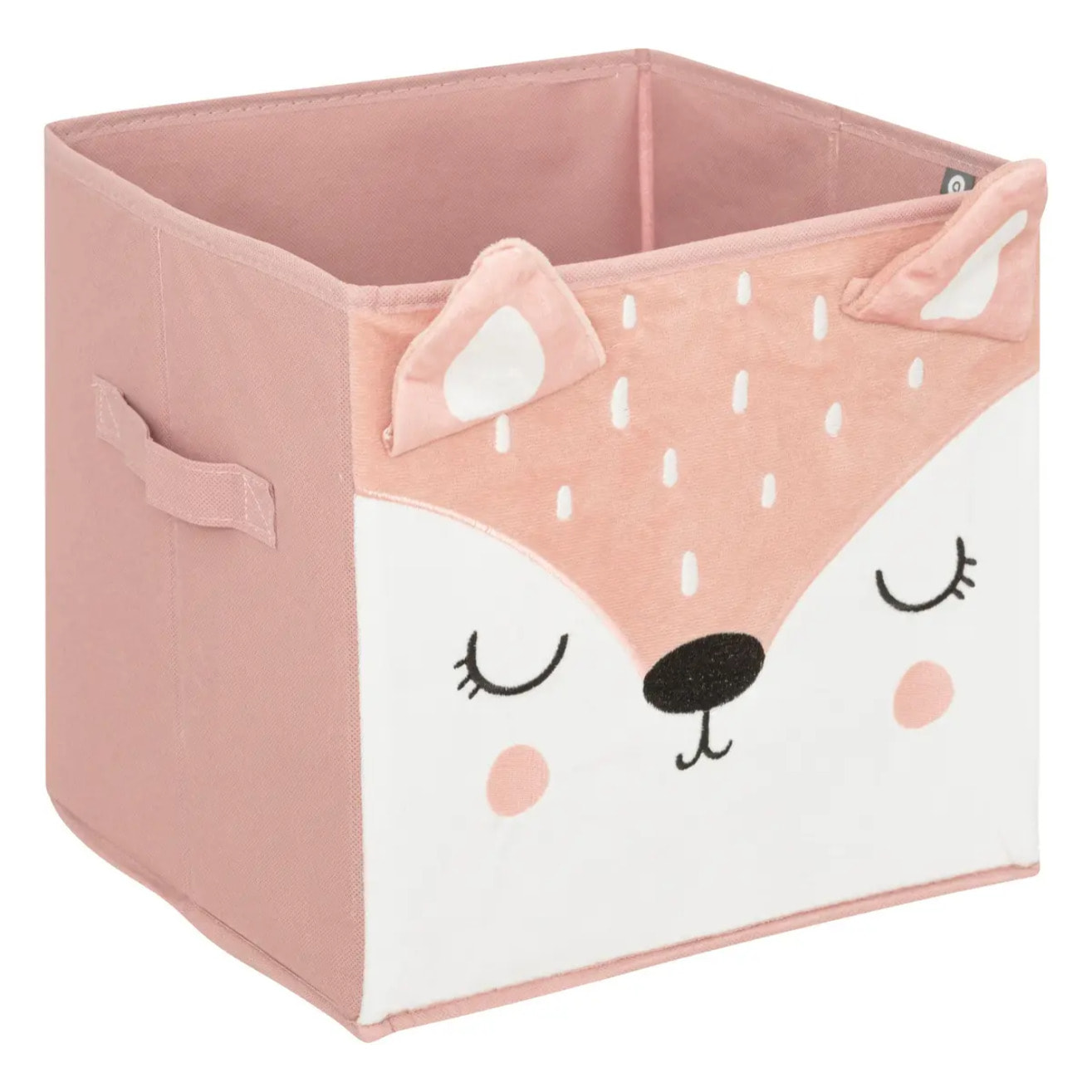 Bac de rangement enfant "Biche" - carton - rose - 29x29 cm