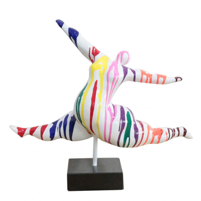 Statue femme ronde qui saute multicolore en résine H46cm - JUMP 2