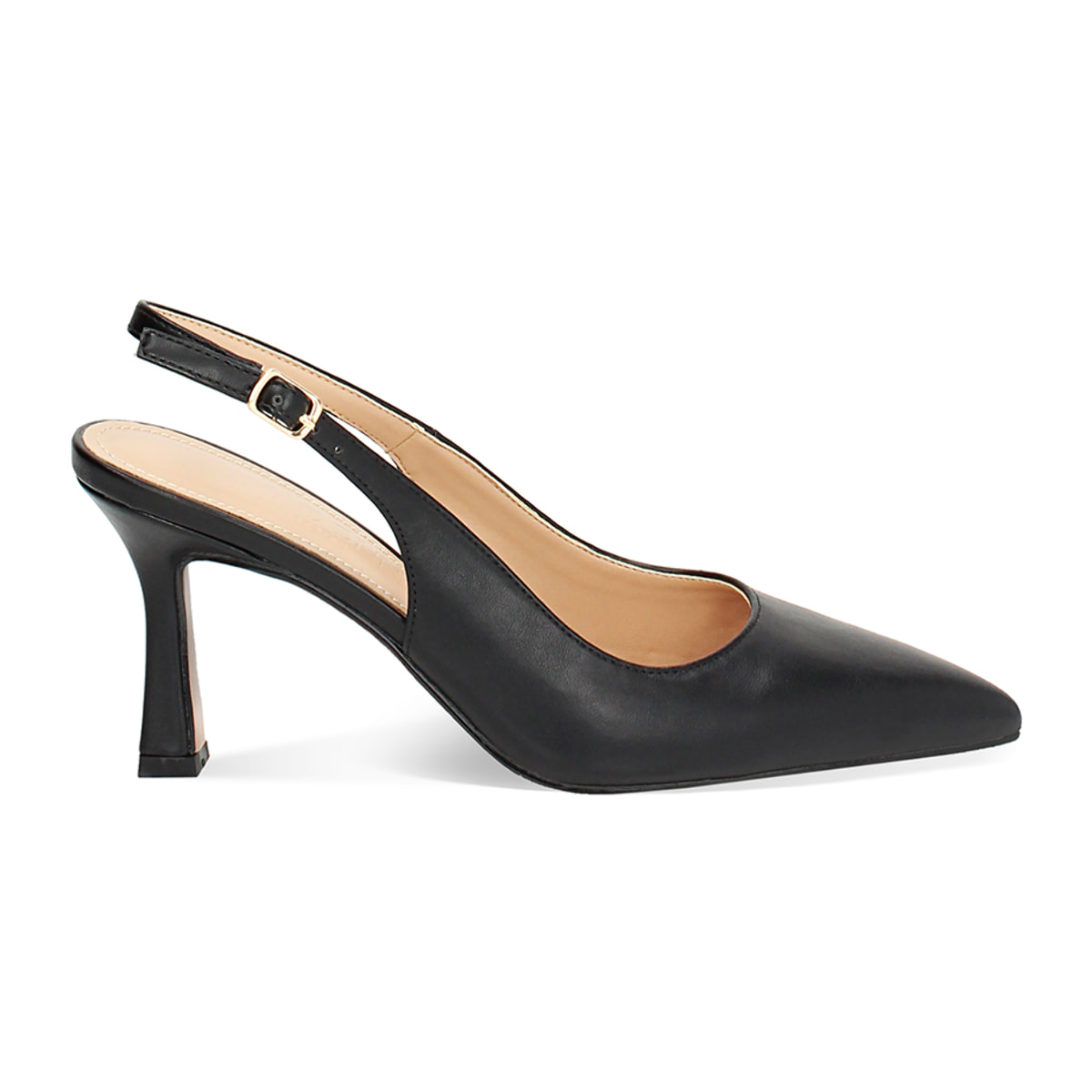 Décolleté slingback donna nere, tacco 8 cm