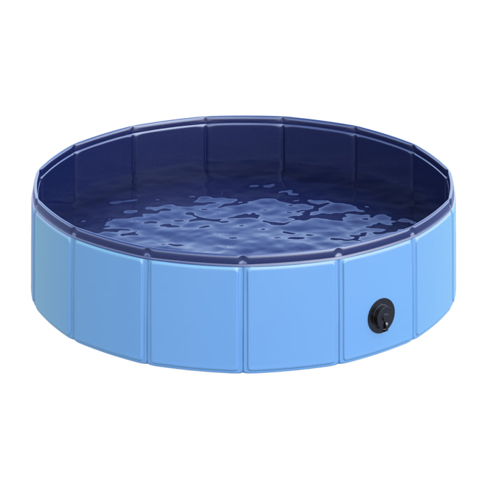 Piscina Plegable para Mascotas de PVC Madera Φ80x20 cm Azul