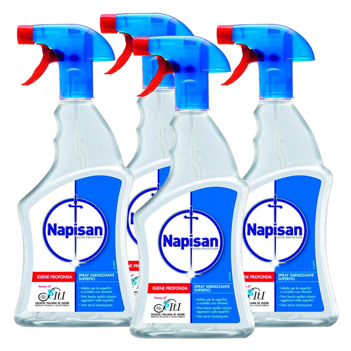 4x Napisan Spray Igienizzante Multisuperfici Classic - 4 Flaconi da 750ml