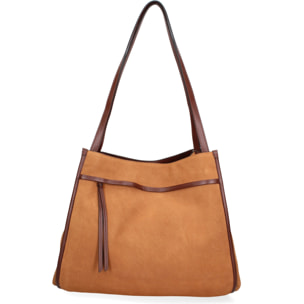 Borsa a spalla da donna Made in Italy - Modello Seraphina Elite - Pelle scamosciata - 35.0 x 35.0 x 16.0 cm