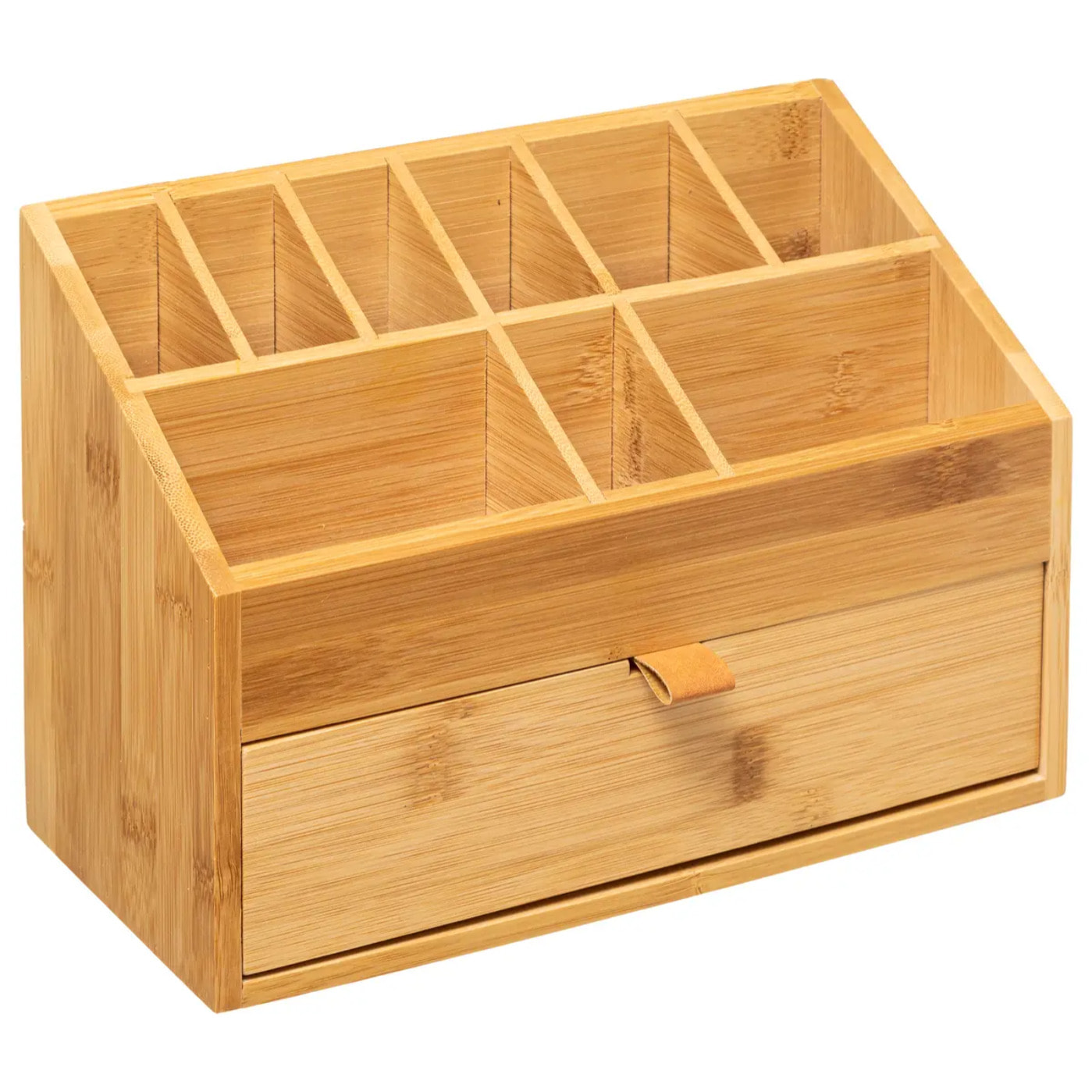 Organiseur 1 tiroir bambou lanière cuir