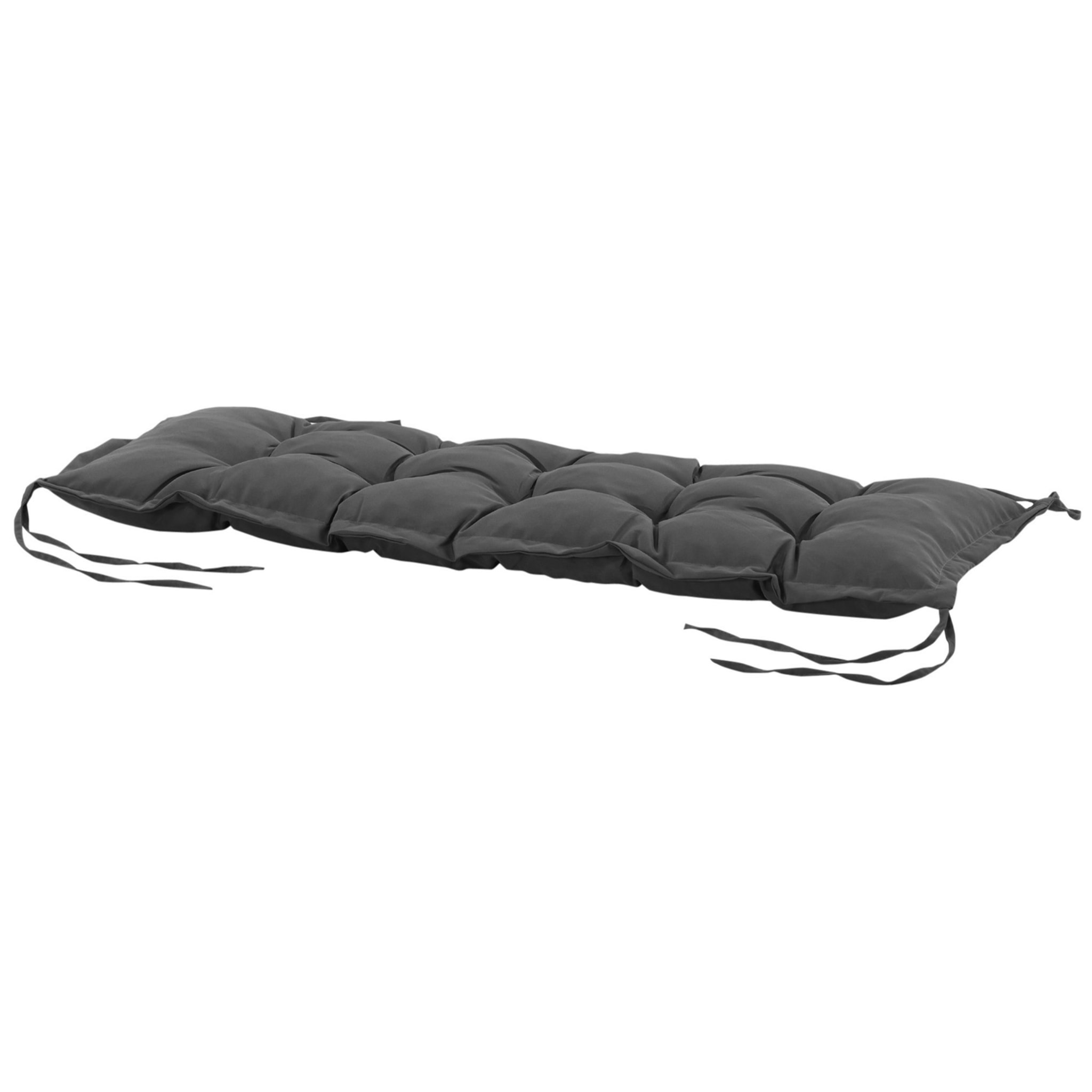 Cojín para Banco de Jardín Acolchado 100x40x10 cm Cojín Rectangular para Interior y Exterior con Relleno Grueso y Cintas de Sujeción Gris Oscuro