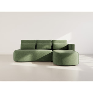 Mahina - canapé d'angle droit 4 places convertible avec coffre en tissu texturé - Vert