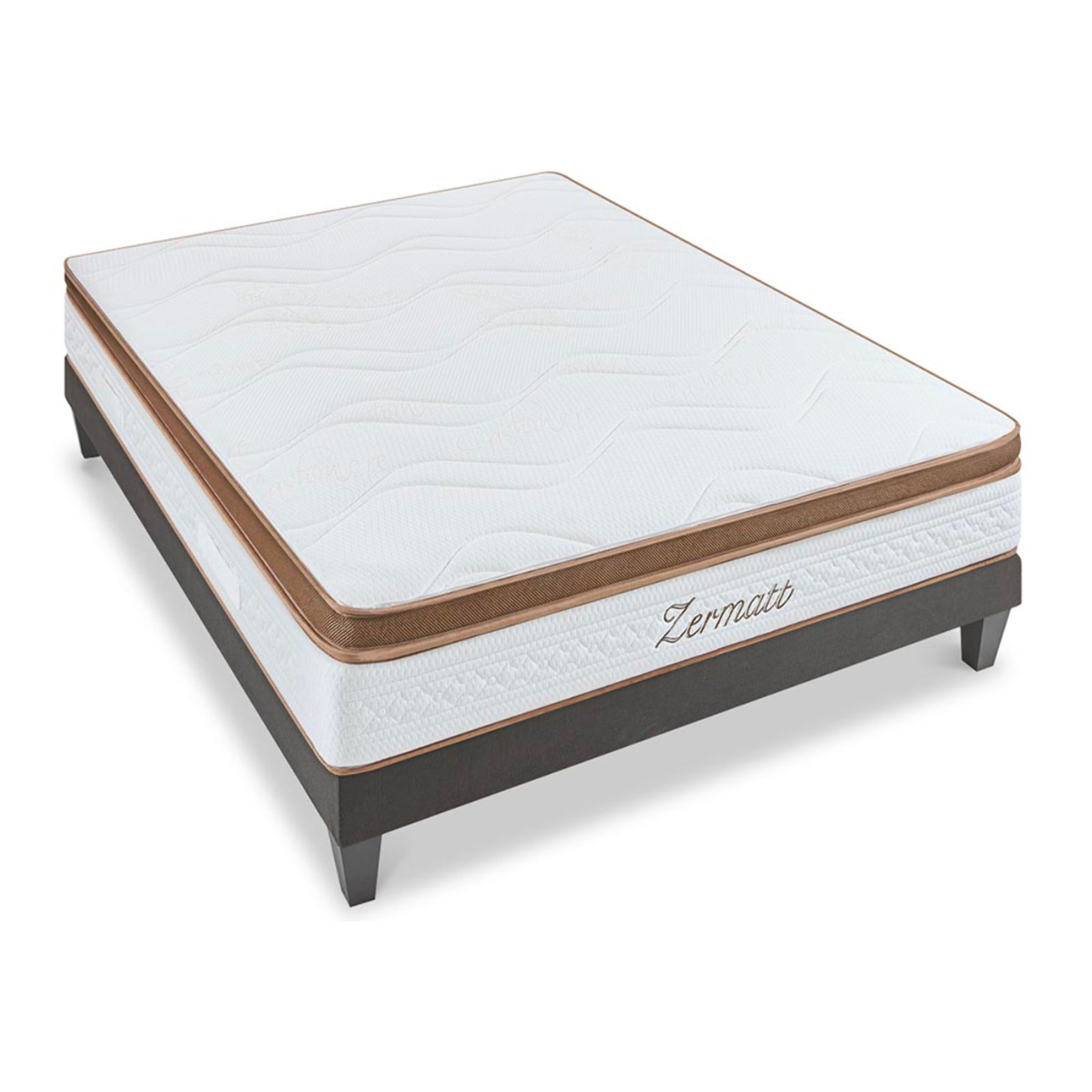 Ensemble Matelas Memoire de forme Zermatt avec sommier en bois