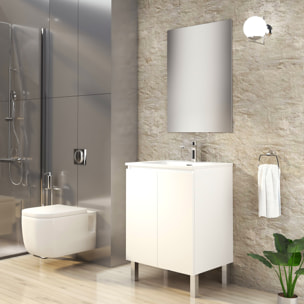 Ensemble de Salle de Bain Lust | 60 cm Blanc | Deux Portes | Lavabo Encastré | N'inclut pas le Miroir | Meuble Assemblé | Alday