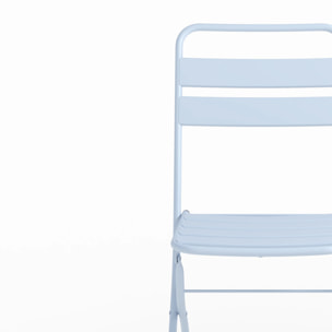 Lot de 2 chaises de jardin en métal bleu pastel, pliantes - Yumi