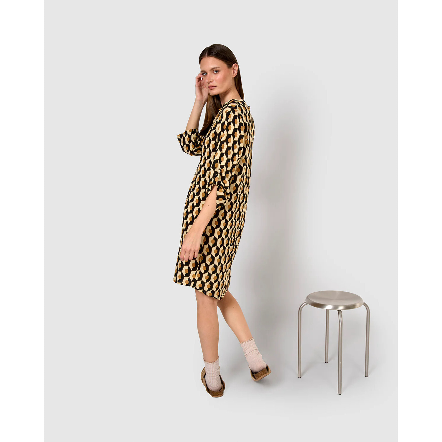 Vestido viscosa santorini beige