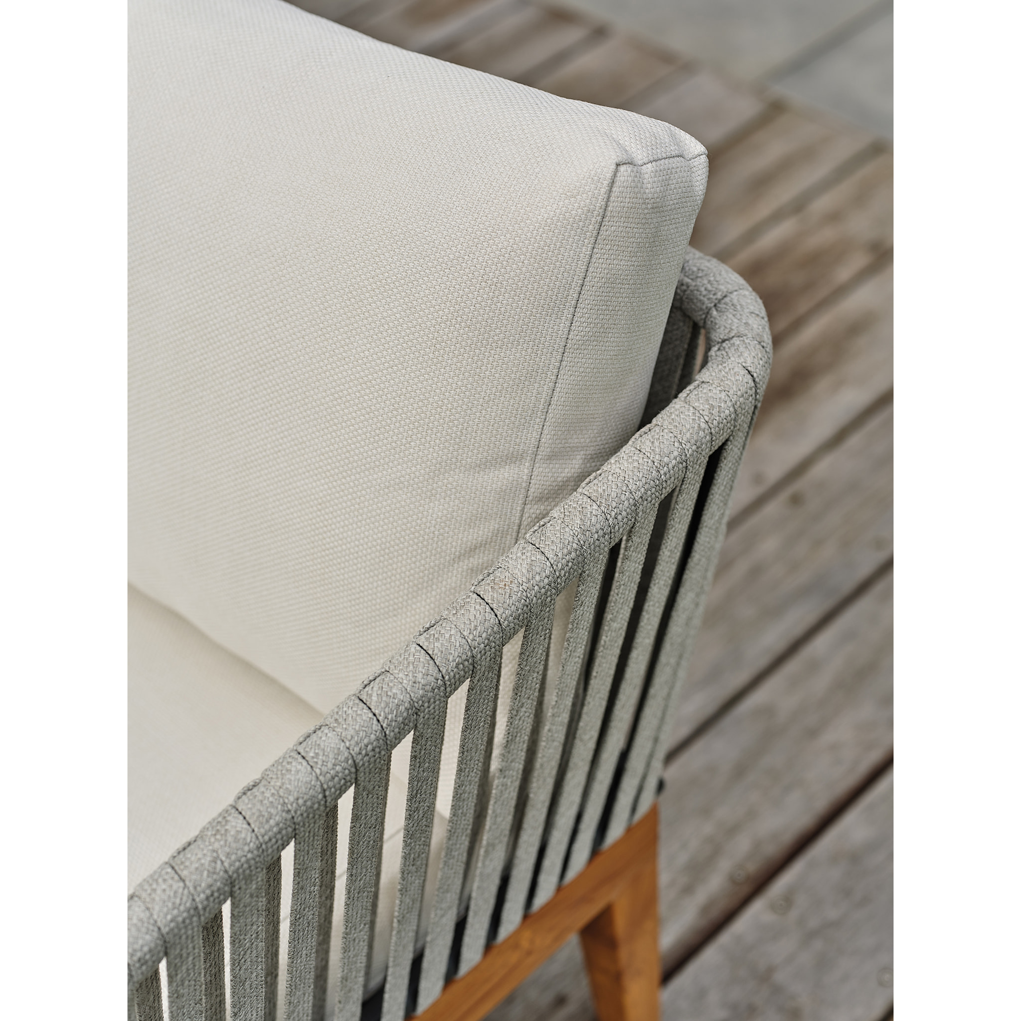 ALPHI - Salon bas de jardin 4 places - Effet bois