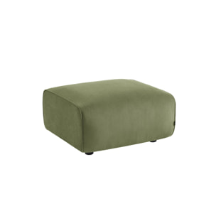 Pouf. module pour canapé. repose-pieds pour canapé 2 places en velours côtelé vert. L 76 x P 70 x H 41cm - Wallas