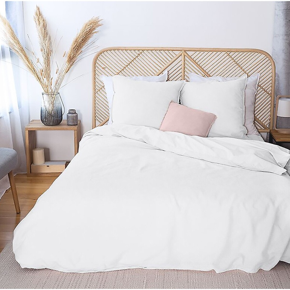 Parure Housse De Couette 3pcs 100% Lin/coton 57 Fils Lin MÉtis Uni