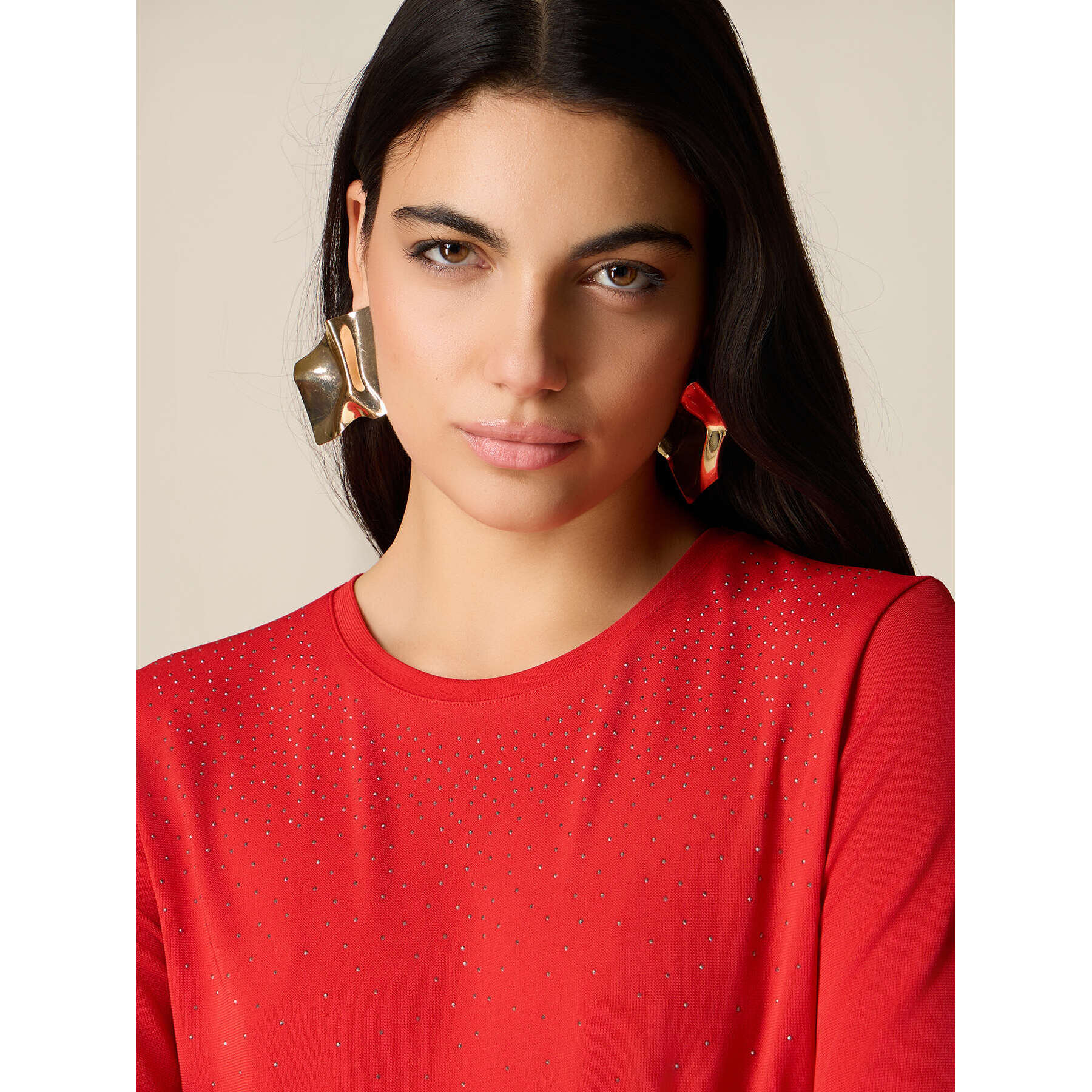 Oltre - Camiseta con tachuelas degradadas - Rojo