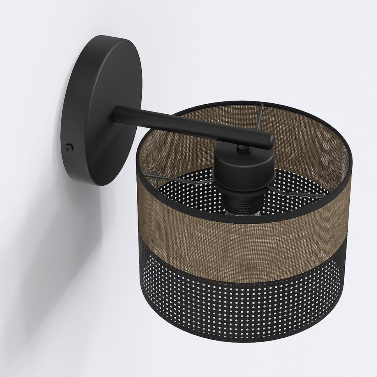 Lampada da parete Karbon in acciaio nero e tessuto marrone