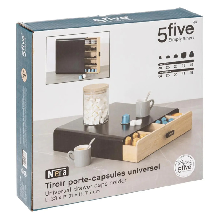 Porte-capsules 1 tiroir "Nera" noir