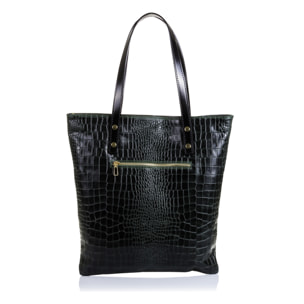 Benedetta Borsa Shopper Donna.Pelle autentica Suede Coccodrillo Stampato