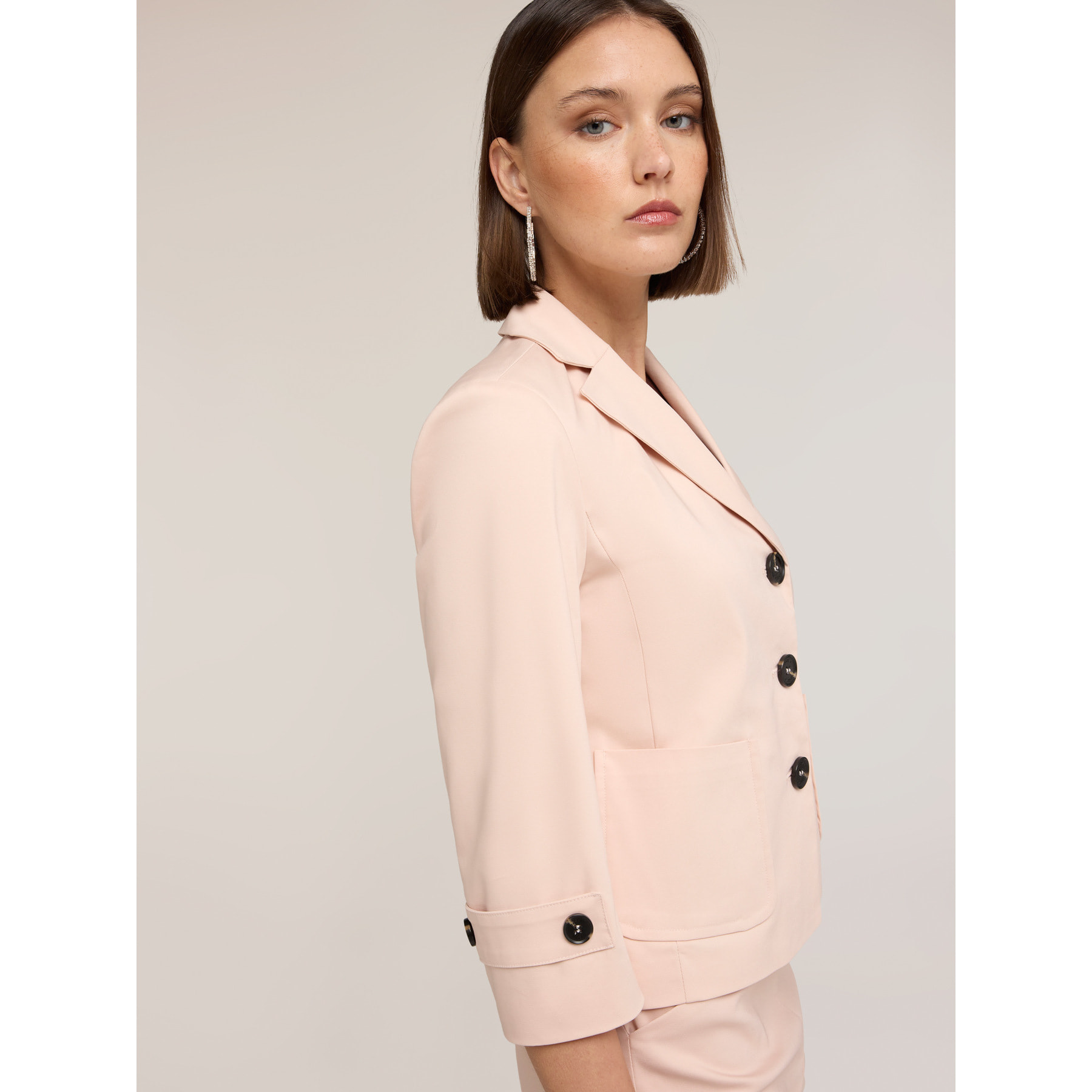 Motivi - Chaqueta mangas de tres cuartos en mezcla de algodón - Rosa cipria