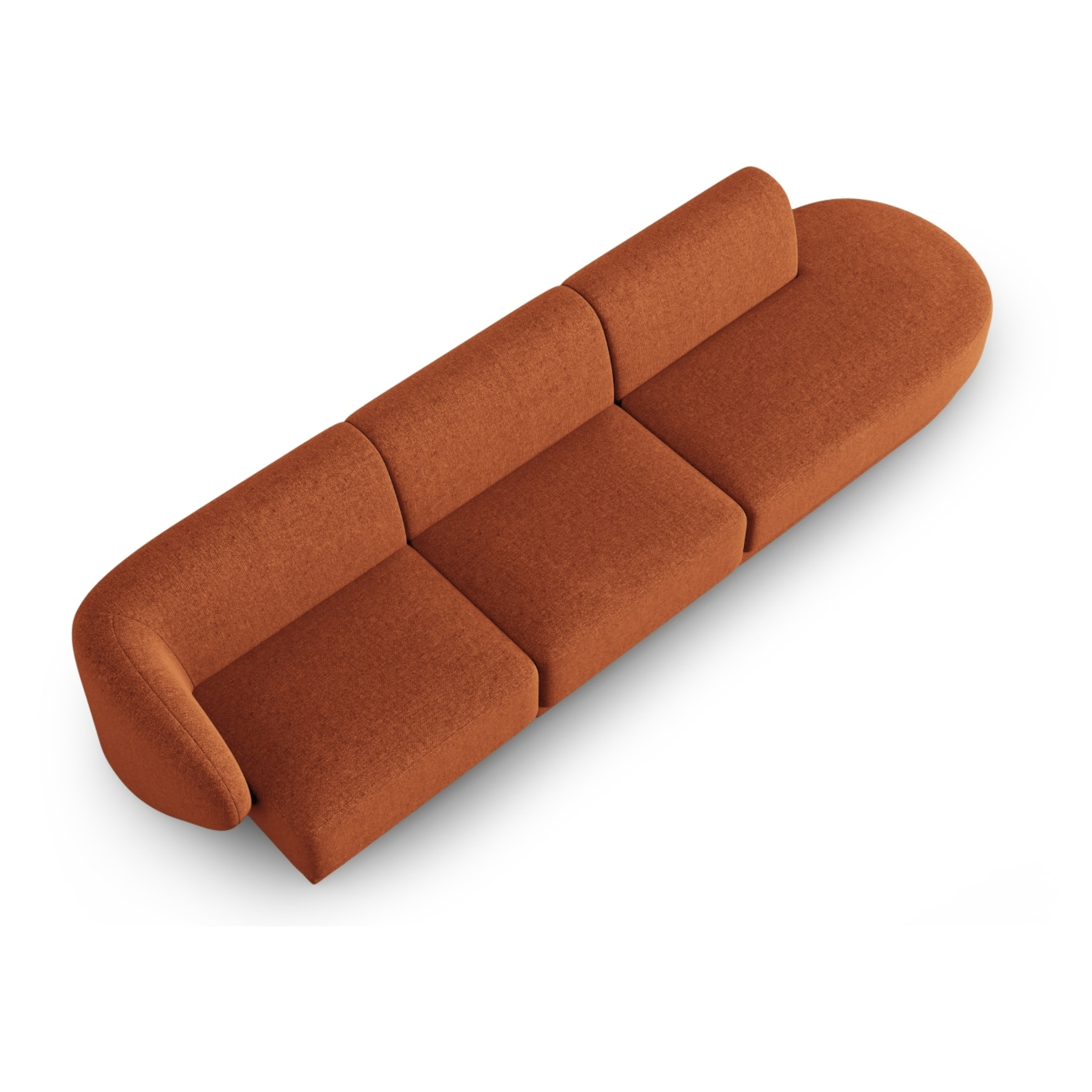 Canapé modulable droit "Lionel" 4 places en tissu chenille mélange terracotta