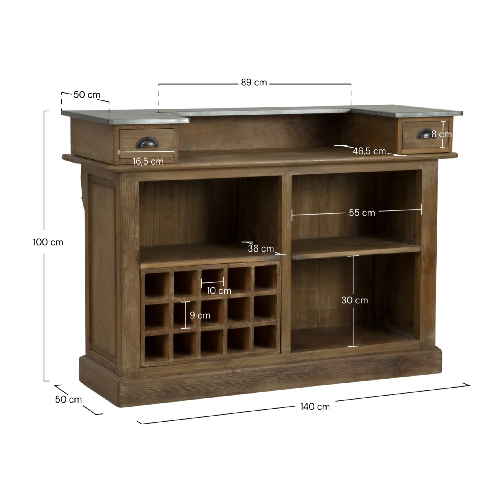 Meuble de bar en bois de cèdre recyclé et métal - Spritz