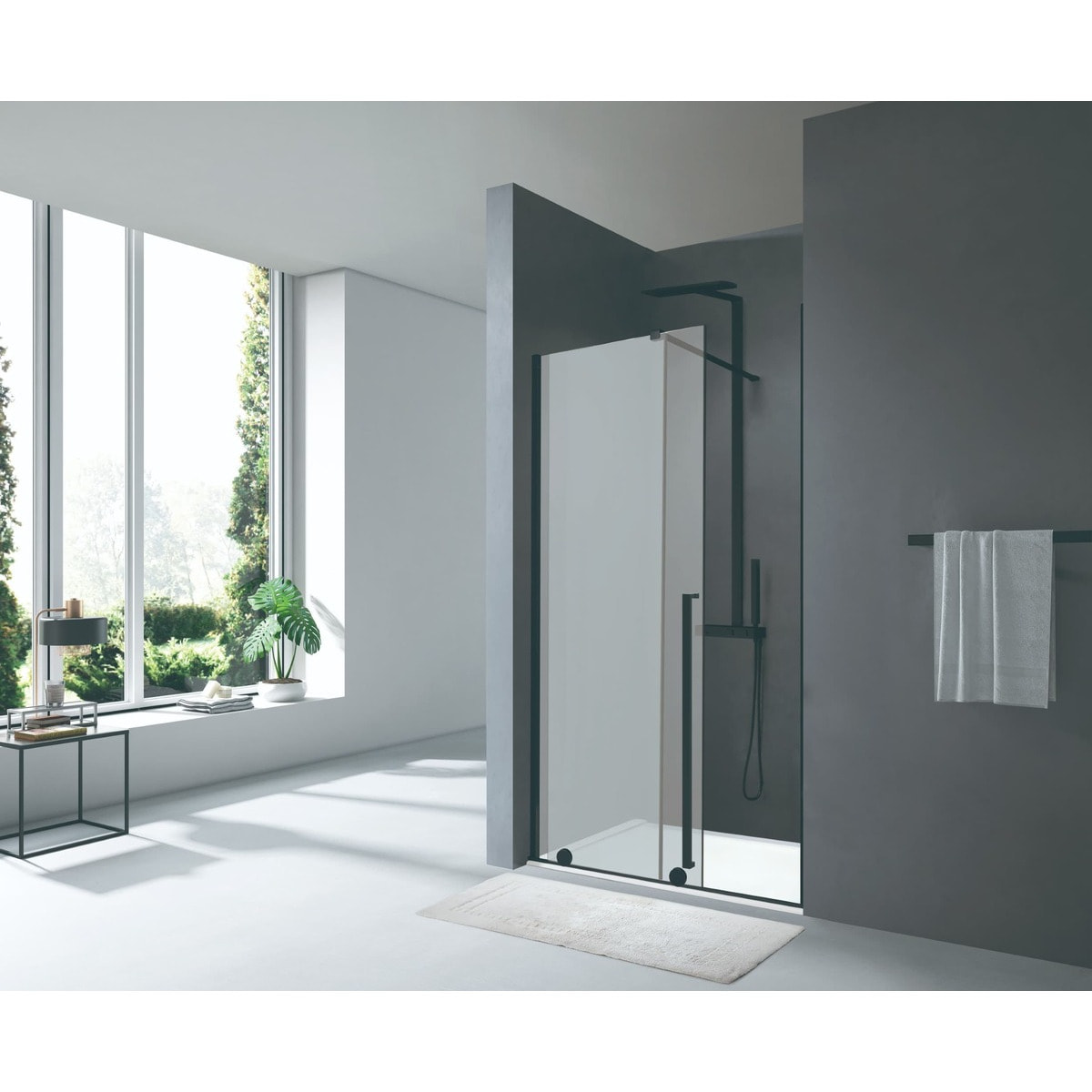 X-MOTION Porte de douche 200x110cm Coulissante, anticalcaire avec profilé noir mat (SATBWIXM110NIKAC)