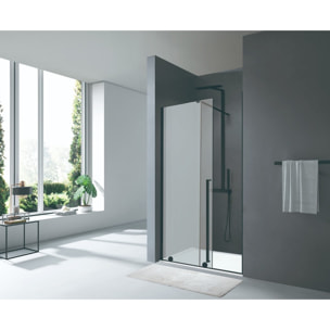 X-MOTION Porte de douche 200x110cm Coulissante, anticalcaire avec profilé noir mat (SATBWIXM110NIKAC)