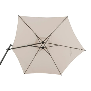 Parasol déporté rond "Naulia" blé 3,3m en acier polyester et nylon