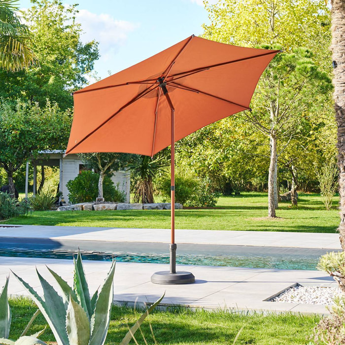 Parasol droit rond inclinable Soya 2,7m acajou