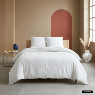 Parure de lit gaze de coton blanc ALIX