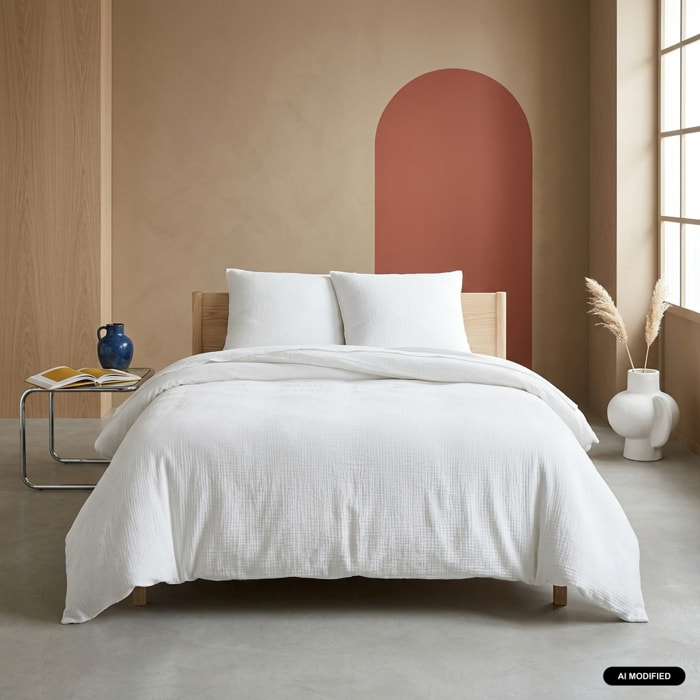 Parure de lit gaze de coton blanc ALIX