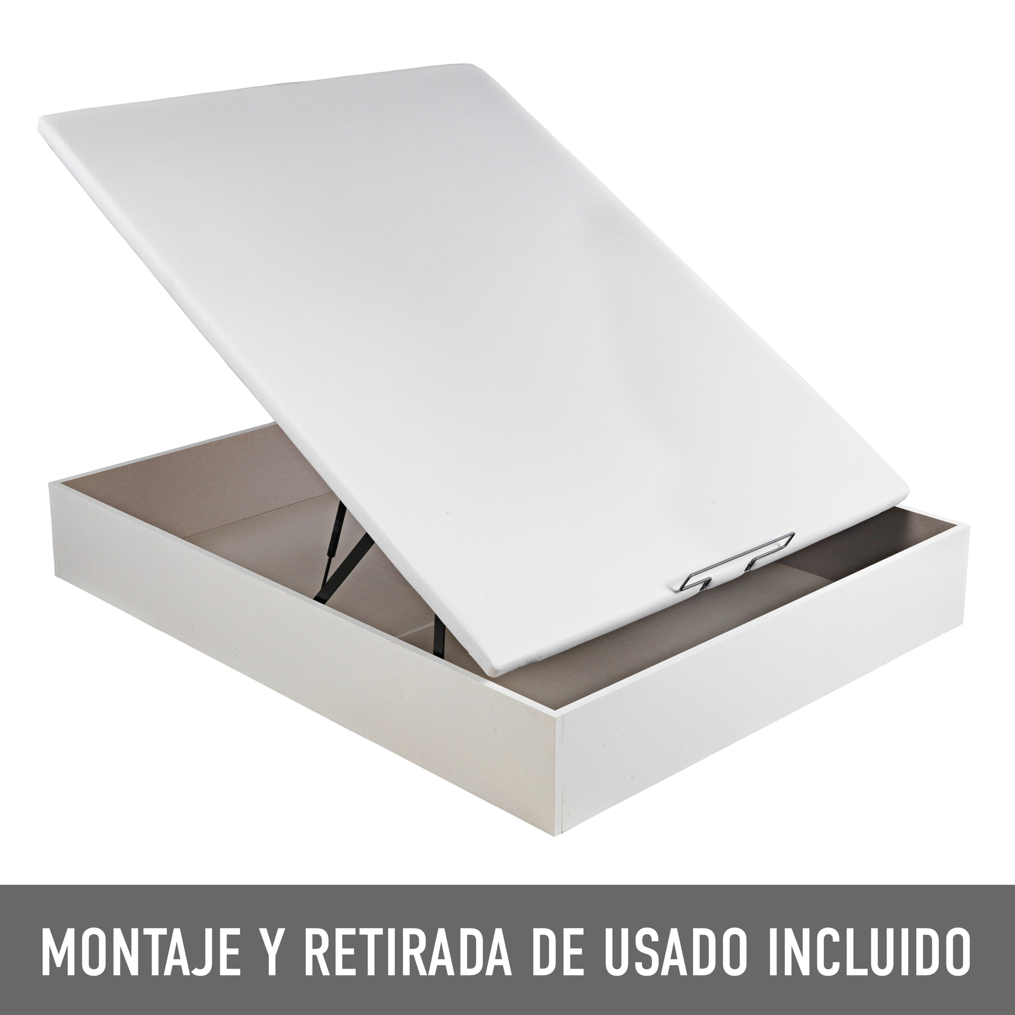 Canapé Abatible 32CM | ENVÍO, MONTAJE Y RECOGIDA ANTIGUO INCLUIDO | Madera | Color Blanco | Gran capacidad | ROYAL SLEEP
