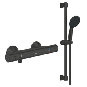 Pack mitigeur douche thermostatique GROHE Precision Start noir mat + ensemble GROHE Vitalio Start avec barre