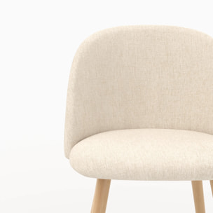 Lot de 2 chaises en tissu beige et pieds en métal - Cozy
