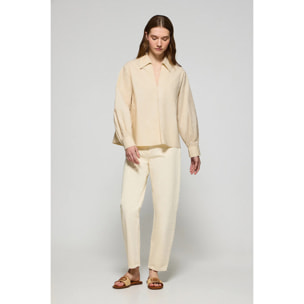 Blusa Solar beige in cotone con particolare ricamato