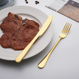 Juego de 24 Cubiertos de Acero Inoxidable con revestimiento dorado