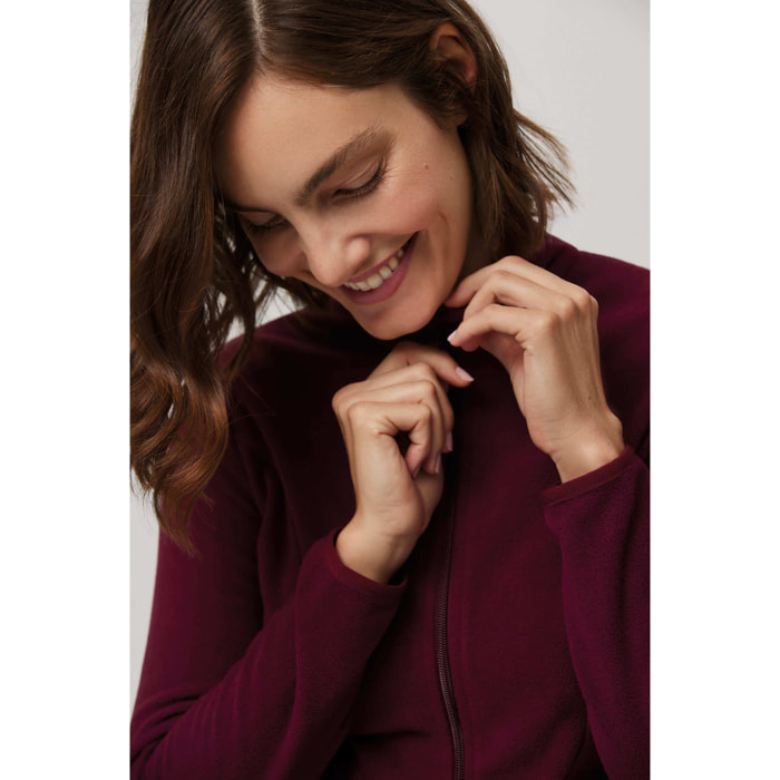 Giacca in pile color castagna da donna