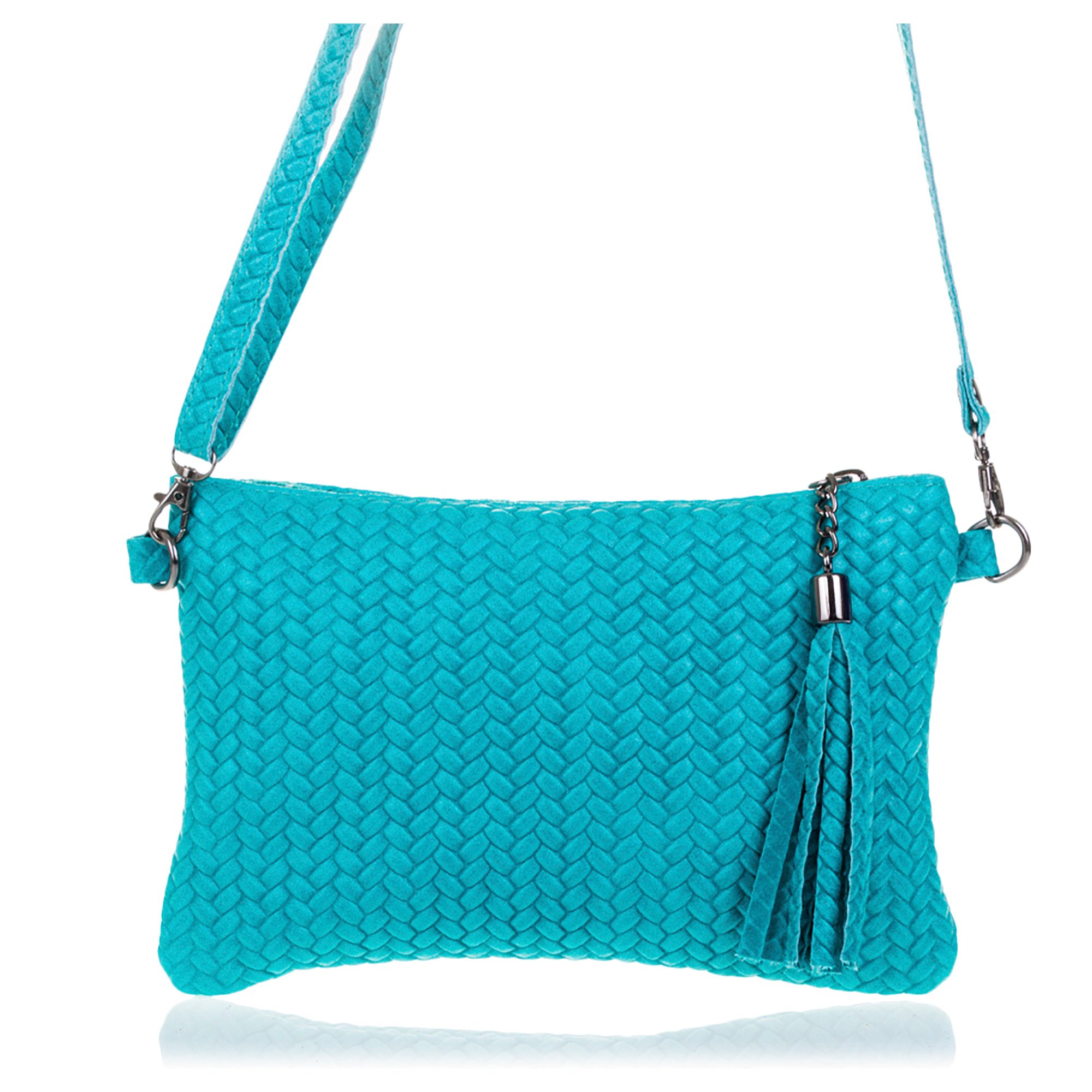 Oleggio Borsa a tracolla Donna.Pelle autentica Camoscio Stampa Spina di pesce