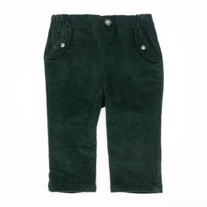 Pantalón de pana con bolsillo de tapeta verde